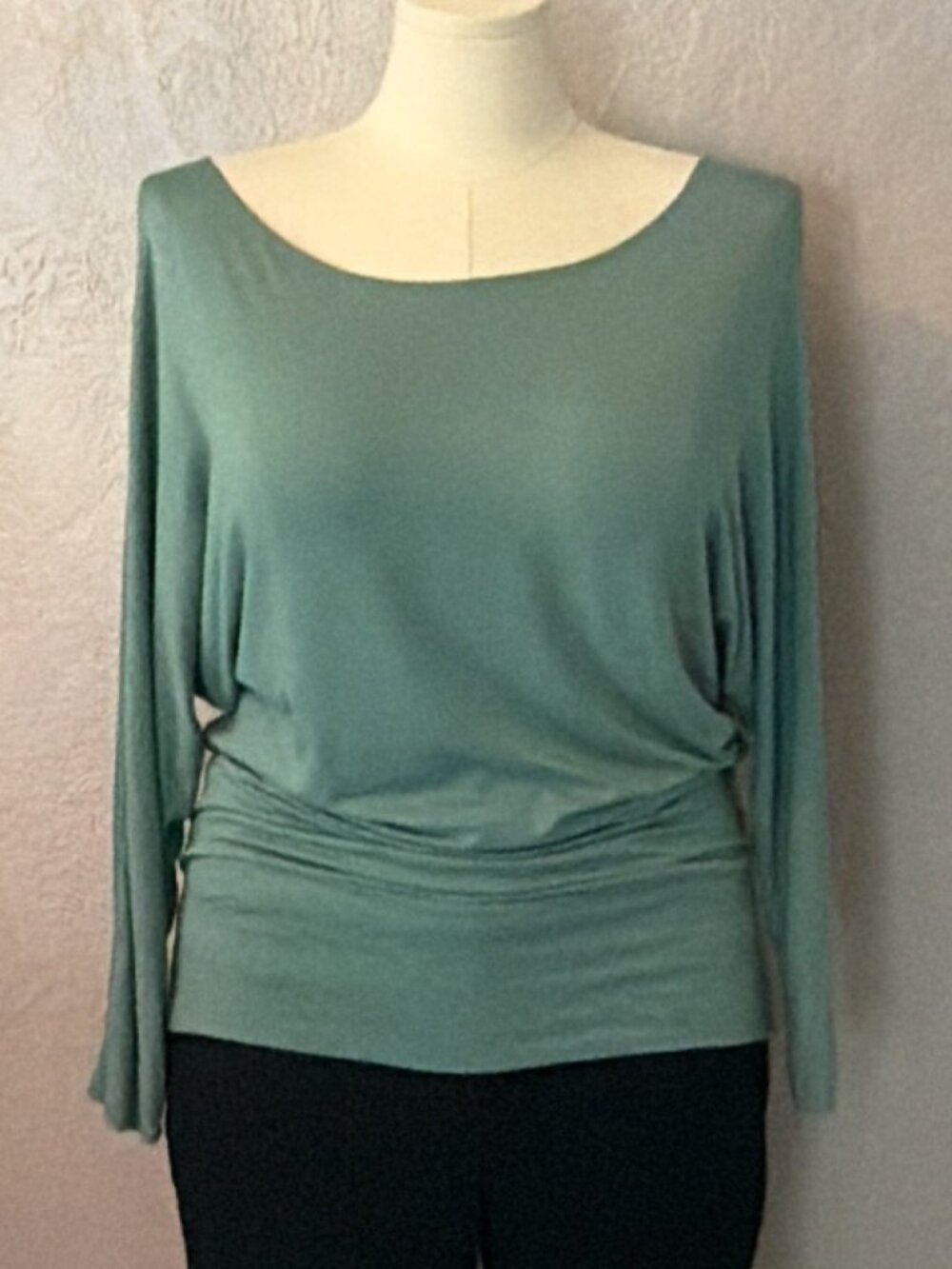 New York & Company Sage Green Banded Dolman Sleeve Tunic Top Large